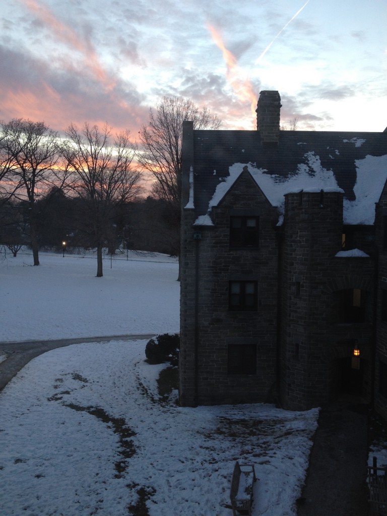 Wintry sunsets from my dorm window